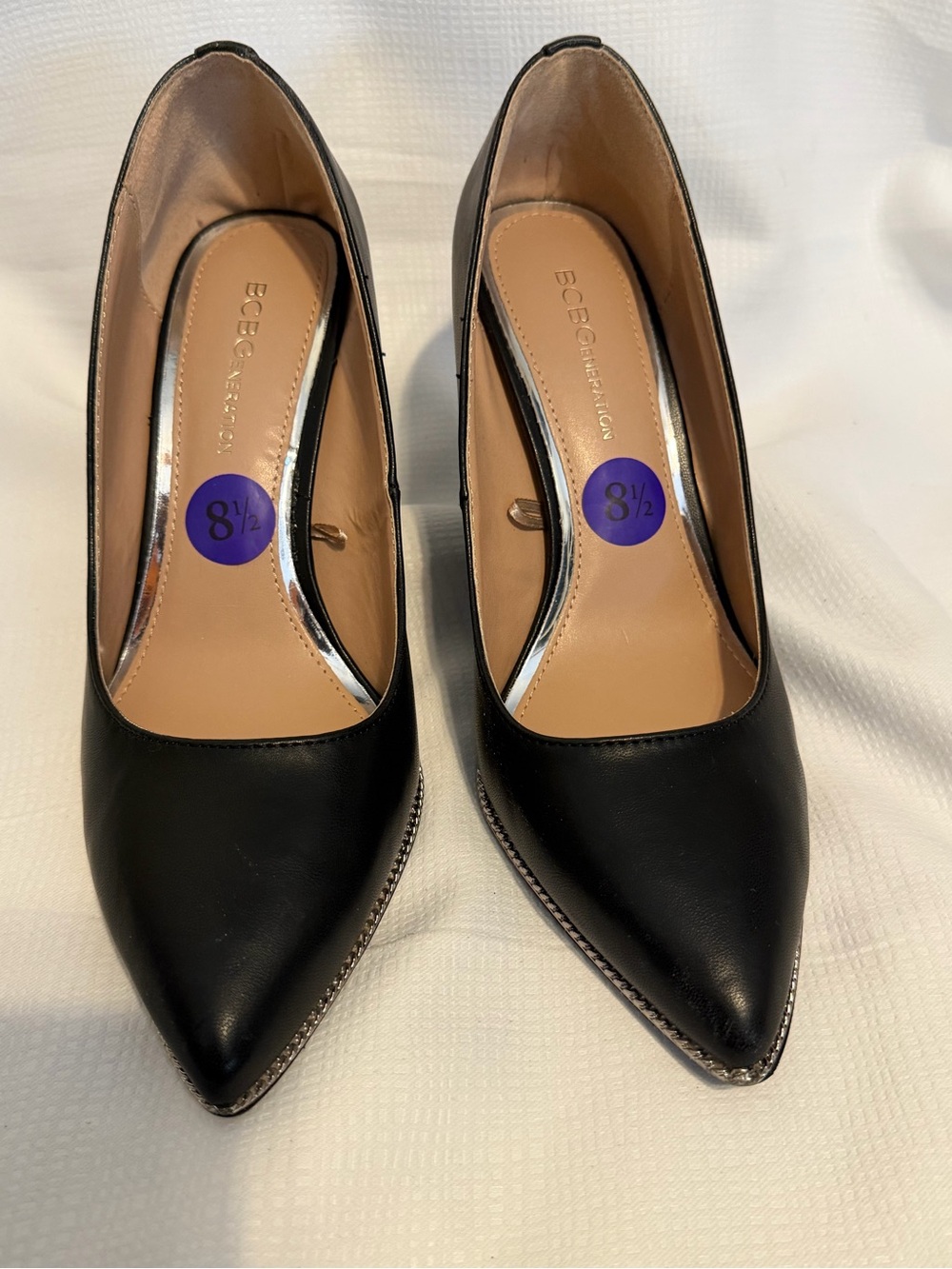 BCBG Black Pointed Toe Leather Pumps